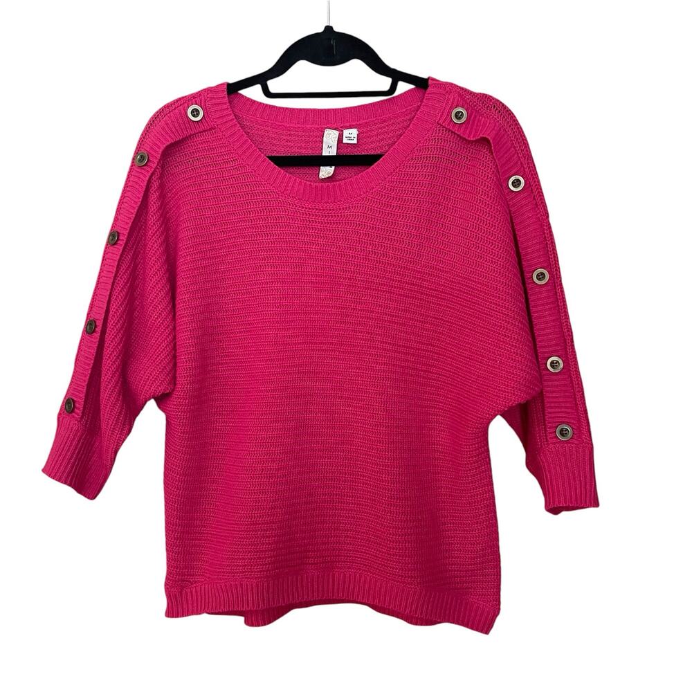 MISIA Sweater Womens Medium Pink 3/4 Sleeve Dolman Style Pullover